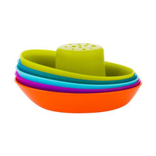 Load image into Gallery viewer, Boon FLEET Toddler Bath Tub Water Stacking Boat Toy Set for Kids Aged 9 Months and Up, Multicolor (Pack of 5)
