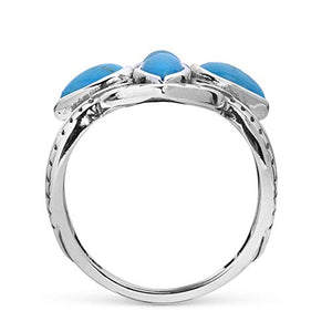 American West Sterling Silver Blue Turquoise Gemstone Cross Ring Size 7