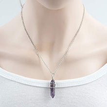 Load image into Gallery viewer, Natural Amethyst Gemstone Pendant Necklace Healing Crystal Reiki Chakra Gem Stones 18 Inch (1pc) Women Girls Men Gifts GGP-E4
