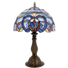 Load image into Gallery viewer, Tiffany Style Lamp Stained Glass Table Lamps Blue Purple Clouldy Lampshade 18 Inch Tall Antique Bookcase Beside Desk Reading Lighting for Living Room Bedroom S558 WERFACTORY
