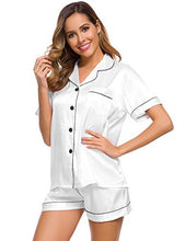 Load image into Gallery viewer, SWOMOG Pajamas Set Short Sleeve Sleepwear Womens Button Down Nightwear Soft Pj Lounge Sets White
