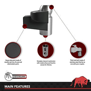 AMPLOCK U-BRP2: 2'' RV Lock/Trailer Coupler Lock/Boat Trailer Lock (fits on Specific 2 inches Coupler Only)