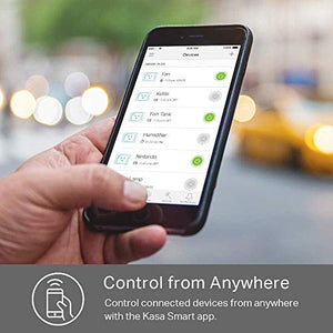Kasa Smart Plug by TP-Link, Smart Home WiFi Outlet Works with Alexa, Echo, Google Home & IFTTT, No Hub Required, Remote Control, 15 Amp, UL Certified, 1-Pack (HS100)