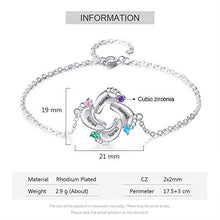 Load image into Gallery viewer, kaululu Personalized Gifts for Mom Charm Birthstone Bracelets for Women with 4 Baby feet Custom Women's Name Bracelet Adjustable for Mother Wife Grandma Mother's Day Birthday Gift

