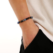 Load image into Gallery viewer, Triple Protection Crystal Bracelet，Energy Crystal Bracelet Tigers Eye Black Obsidian and Hematite Beads Bracelet for Men Women, Crystal Jewelry Stone Bracelets Bring Luck and Prosperity and Happiness
