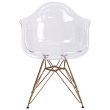 Load image into Gallery viewer, Flash Furniture Alonza Series Transparent Side Chair with Gold Base
