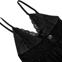 Load image into Gallery viewer, Donnalla Women's Sexy Plus Size Lingerie - Split Cup Lace Babydoll Sleepwear Chemise Set (Solid Black, 4XL)
