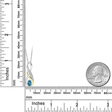 Load image into Gallery viewer, Gem Stone King 2 Tone 10K Yellow Gold And 925 Sterling Silver London Blue Topaz and White Lab Grown Diamond Pendant Necklace For Women (0.67 Cttw with 18 Inch Silver Chain)
