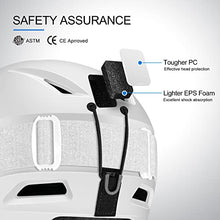 Load image into Gallery viewer, Odoland Snow Helmet, Ski Helmet with Ski Goggles for Snow Sports, Shockproof, Windproof, Safety Snowboard Helmet and Protective Goggles for Men Women and Youth, White, S
