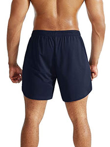 Neleus Men's 2 in 1 Running Shorts with Liner,Dry Fit Workout Shorts with Pockets,6070,2 Pack,Black/Navy Blue,US XL,EU 2XL