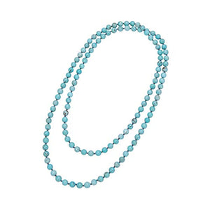 Natural Turquoise Endless Necklace Bohemian Long Beaded Strand Handmade Knotted Jewelry for Women Girls Fashion Multi-strand Gemstone Necklace for Her 47.5”