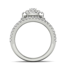 Load image into Gallery viewer, 1 1/10ct Cushion Halo Diamond Engagement Wedding Ring Set 10K White Gold
