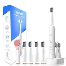 Load image into Gallery viewer, Sonic Electric Toothbrush for Adults, Whitening Cleaning Electronic Toothbrush Rechargeable Vibrating Toothbrush with 4 Dupont Brush &amp; 1 Face Brush, Smart Timer and Pressure Sensor
