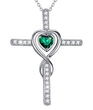 Load image into Gallery viewer, Green Emerald Jewelry for Women Teen Girls Birthday Gifts Necklace for Mom Wife Love Heart Pendant Daughter Grandma Mother in Law Sterling Silver Infinity Necklace Gifts for Her Anniversary
