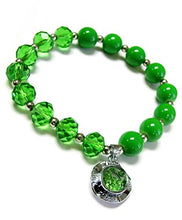 Load image into Gallery viewer, Woman Bracelet/ Crystal Spinner Lucky Charm/ Birthstone Color/ August-Peridot
