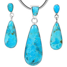 Load image into Gallery viewer, Sterling Silver Genuine Turquoise Necklace &amp; Earrings Matching Set (Choose Style) (Turquoise)
