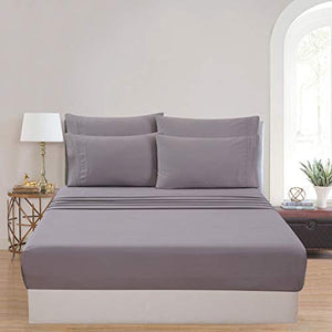 JSD Ultra Soft Brushed Microfiber Sheet Set 4 Piece, Light Grey Twin Sheets Extra Deep Pocket 100 GSM Hotel Quality Sheets, Durable Wrinkle Free