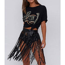 Load image into Gallery viewer, Fenyong Leather Fringe Skirt Tassel Hip Scarf Summer Beach Belts for Women Black
