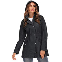 Load image into Gallery viewer, Simayixx Women&#39;s Long Jacket Warm Waterproof Windbreaker Hooded Jackets Raincoat Activewear Outdoor Trench Coat Black
