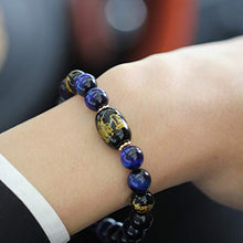 Load image into Gallery viewer, Jewever Tiger Eye with Black Agate Feng Shui 10mm Bead Stretch Bracelet 7 Inch Unisex

