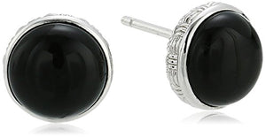 Effy Womens 925 Sterling Silver Onyx Stud Earrings, Black, One Size