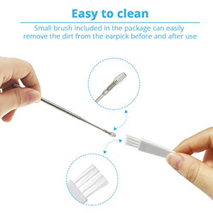 MJIYA Ear Pick Earwax Removal Kit, Ear Cleansing Tool Set, Ear Curette Ear Wax Remover Tool with a Storage Box (Silver, 5 Pcs)