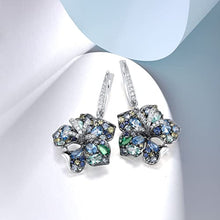 Load image into Gallery viewer, Santuzza 925 Sterling Silver Gemstone Flower Earrings Blue Spinel Cubic Zirconia Lily Dangle Earrings for Women
