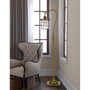 Cal Lighting BO-2668FL-BAB Silverton Desk lamp with Glass Shade (Edison Bulb Included), Rubbed Antiqued Brass