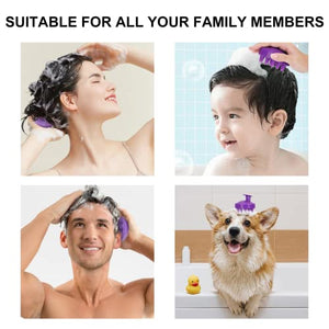 SetSail 2 Pack Shower Body Brush with Bristles and Loofah & Hair Scalp Massager Shampoo Brush, Long Handle Back Scrubber for Shower, Soft Silicone Hair Scalp Scrubber, Dry and Wet Hair Brush