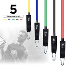 Load image into Gallery viewer, Letsfit Resistance Bands Set, Exercise Bands with Handles, Training Tubes with Door Anchor &amp; Ankle Straps for Resistance Training, Physical Therapy, Home Workout, Yoga, Pilates Stackable up to 150 lb
