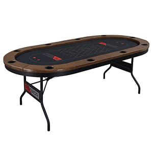 PEXMOR Foldable 10 Player Poker Table, Folding Blackjack Casino Card Game Table with Stainless Steel Cup Holders & Padded Rails, Portable Texas Holdem Poker Table