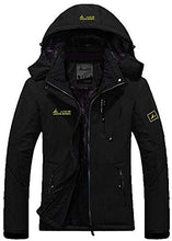 Load image into Gallery viewer, AbelWay Women&#39;s Outdoor Mountain Waterproof Windproof Fleece Ski Hooded Jacket Rain Coat(Black,S)
