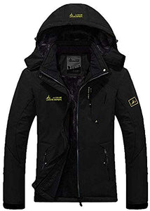 AbelWay Women's Outdoor Mountain Waterproof Windproof Fleece Ski Hooded Jacket Rain Coat(Black,S)