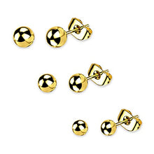 Load image into Gallery viewer, Luxval 18K Stud Earrings for Women, Gold Ball Stud Earrings Butterfly Backings, Gold Plated Hypoallergenic Jewelry for Girls 3,4,5MM
