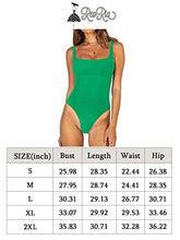 Load image into Gallery viewer, Women’s Sexy Fashion Square Neck Sleeveless Underbust Detailing Ribbed Knit One Piece Slimming Tank Thong Bodysuits Tops Leotards for Going Out Green Small
