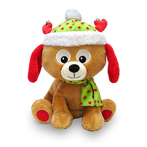 Cuddle Barn | Round and Round Walter 10" Animated Christmas Stuffed Animal Plush Toy | Fun Puppy Dog Dances in a Circle | Plays "Jingle Bell Rock"