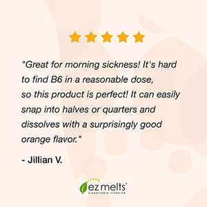 EZ Melts B6 as Pyridoxine, 50 mg, Sublingual Vitamins, Vegan, Zero Sugar, Natural Orange Flavor, 60 Fast Dissolve Tablets