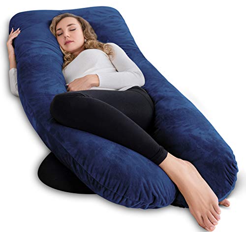 AngQi Full Body Pregnancy Pillow, 60-inch U Shaped Maternity Pillow for Back Pain Relief and Pregnant Women, with Body Pillow Jersey Cover, Gray