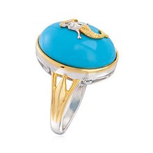 Load image into Gallery viewer, Ross-Simons Turquoise Mermaid Ring in Sterling Silver and 18kt Gold Over Sterling. Size 10
