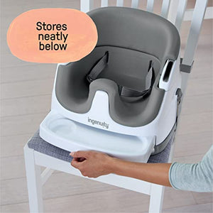 Ingenuity Baby Base 2-in-1 Booster Feeding and Floor Seat with Self-Storing Tray, Slate