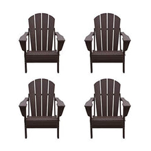 Load image into Gallery viewer, WO 4 Piece Set Outdoor Folding Poly Adirondack Chair for Backyard, Lawn, Patio, Deck, Garden, Weather Resistant Polyethylene Plastic Lounger, Dark Brown
