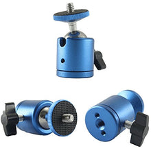 Load image into Gallery viewer, EXMAX 360 Degree Aluminum Alloy Body Rotating Swivel Mini Tripod Ball Head 1/4" Screw Thread Base Mount for Lighter DSLR Video Camera Camcorder Mini Projector LED Light Bracket Hiking HTC Vive (Blue)
