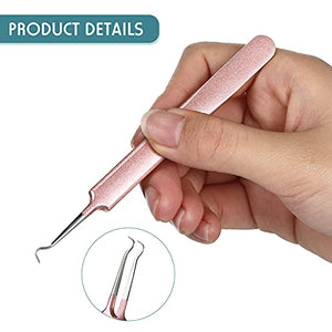 3 Pieces Blackhead Tweezers Acne Blemish Stainless Steel Blemish Extractor Tool for Remove Blackhead Acne Whitehead Pimple Bend Curved Tweezer Skin Blackhead Remover Tools (Champagne Purple)