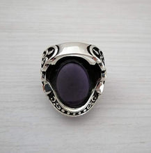 Load image into Gallery viewer, 925K Sterling Silver Mens Ring Witht Natural Amethyst Stone

