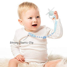 Load image into Gallery viewer, Eco inspired Baby Teething Toys Silicone Baby Rattle Handbell Teether with Pacifier Clip, Massage Gums &amp; Soothes Pain,BPA Free (3 Month+, Blue)

