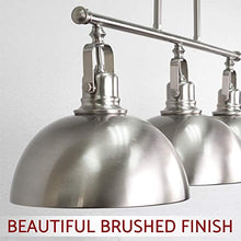 Load image into Gallery viewer, Kira Home Belle 34" 3-Light Modern Industrial Kitchen Island Light, Dome Shades + Swivel Joints, Brushed Nickel Finish
