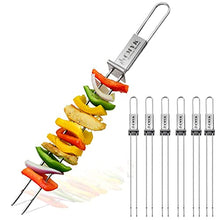 Load image into Gallery viewer, CMYK Barbecue Skewers, 6-Pack 13&quot; Stainless Steel Grilling Skewers with Slider, Reusable Metal BBQ Shish Kebab Skewer Sticks
