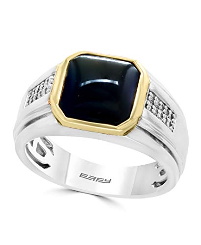 Effy 925 Sterling Silver & 18K Yellow Gold Onyx & Diamond Ring, 2.39 TCW HRM0L149DX