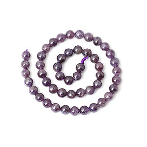 CHEAVIAN 45PCS 8mm Natural Amethyst Gemstone Round Loose Beads Crystal Energy Stone Healing Power for Jewelry Making 1 Strand 15"
