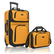 Load image into Gallery viewer, U.S. Traveler Rio Rugged Fabric Expandable Carry-on Luggage Set, Mustard , 2 Wheel
